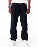 Relaxed Fit Ribbed Black Sweatpants With Drawstring (2)