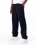 Relaxed Fit Ribbed Black Sweatpants With Drawstring (3)