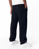 Relaxed Fit Ribbed Black Sweatpants With Drawstring (5)