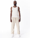 Relaxed Fit Ribbed Beige Sweatpants With Drawstring (2)
