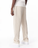 Relaxed Fit Ribbed Beige Sweatpants With Drawstring (6)