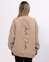 Signatura MV 3D Bedrucktes Handschriftliches Oversize Beiges Sweatshirt