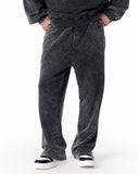 Washed Black Relaxed Fit Sweatpants For Men (11)