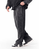 Washed Black Relaxed Fit Sweatpants For Men (12)