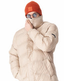 Oversized Long Cream Puffer Coat with High Collar (4)
