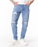 Ripped Slim Fit Jeans in Washed Blue (4)