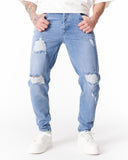 Ripped Slim Fit Jeans in Washed Blue (5)