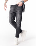 Ripped Detail Slim Fit Jeans in Washed Black (3)