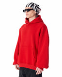 Minimalist Sleeve Printed Red Oversized Hoodie (3)