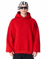 Minimalistische Rode Oversized Hoodie met Mouwprint