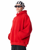 Minimalist Sleeve Printed Red Oversized Hoodie (5)