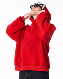 Minimalist Sleeve Printed Red Oversized Hoodie (6)