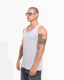 Men's Ribbed Gray Tank Top with 3D Print (3)