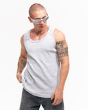 Men's Ribbed Gray Tank Top with 3D Print