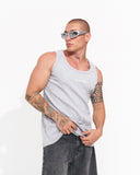 Men's Ribbed Gray Tank Top with 3D Print (7)