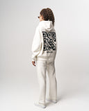 Sigilio QR Printed Oversized White Hoodie Jogger Set