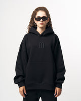 Insignio 3D Besticktes Designer Oversize Schwarzes Hoodie Jogger Set