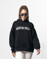 Grieto MV Crack Print Felpa con Cappuccio Oversize Nera da Designer
