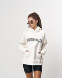 Grieto MV Crack Print White Oversized Designer Hoodie