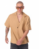 Jointer Button Oversized Beige T-shirt (4)