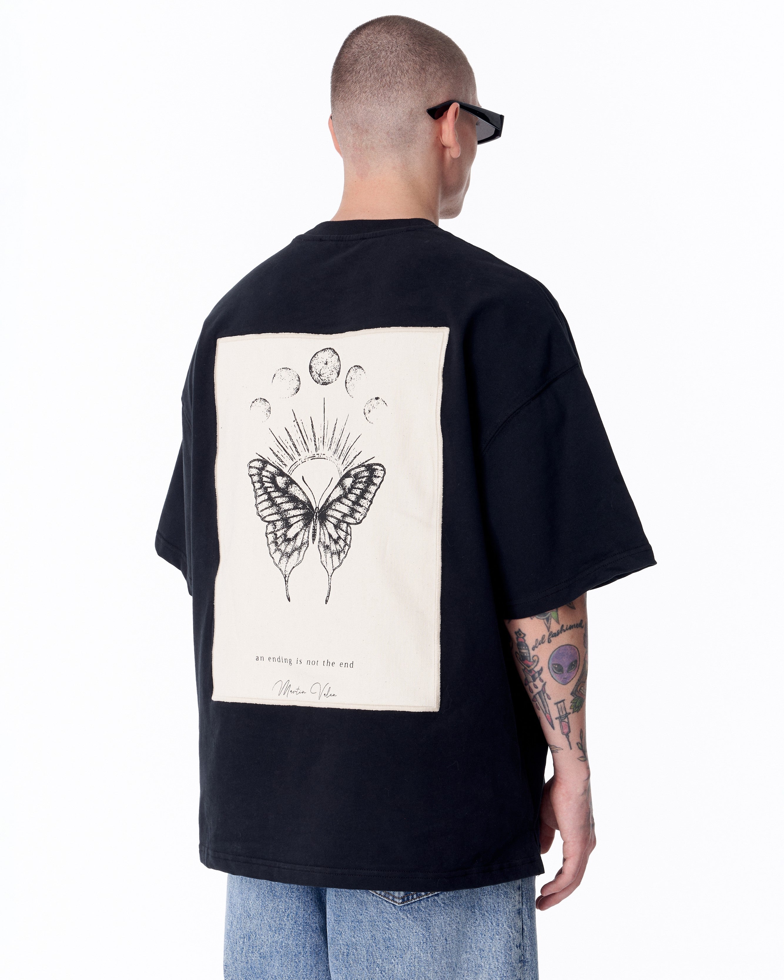 Monarch Loop Oversized Black T-Shirt - Martin Valen