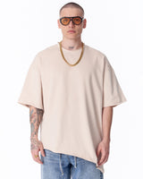 T-shirt Oversized Bege Assimétrica