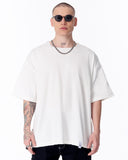 Zipper Angle Oversized White T-Shirt (2)