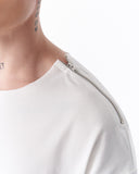 Zipper Angle Oversized White T-Shirt (6)