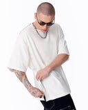 Zipper Angle Oversized White T-Shirt (7)