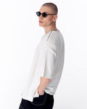Zipper Angle Oversized White T-Shirt (10)