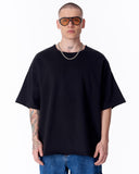 Zipper Angle Oversized Black T-Shirt (2)