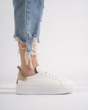Bobe Women's Designer White Shoes with Beige Suede Belt (9)