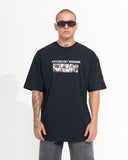 ‘’Warning’’ Men's Oversized Screen Printed Designer T-shirt in Black (2)
