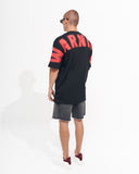 ‘’Warning’’ Men's Oversized Screen Printed Designer T-shirt in Black (9)