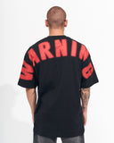 ‘’Warning’’ Men's Oversized Screen Printed Designer T-shirt in Black (5)