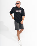 ‘’Warning’’ Men's Oversized Screen Printed Designer T-shirt in Black (8)