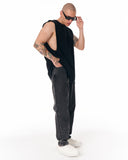 Urban Style Sleeveless Black Plain T-shirt (4)