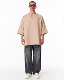 Men's Linen Fabric Oversized Beige T-shirt (11)