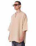 Men's Linen Fabric Oversized Beige T-shirt (3)
