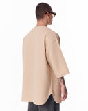 Men's Linen Fabric Oversized Beige T-shirt (4)