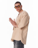 Men's Linen Fabric Oversized Beige T-shirt (8)