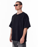 Sidezip Raw-Edge Crew Neck Oversized Black T-shirt (3)
