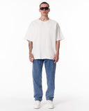 Sidezip Raw-Edge Crew Neck Oversized White T-shirt (11)