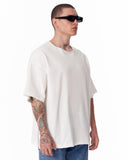 Sidezip Raw-Edge Crew Neck Oversized White T-shirt (4)