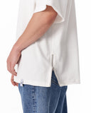 Sidezip Raw-Edge Crew Neck Oversized White T-shirt (8)