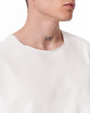 Sidezip Raw-Edge Crew Neck Oversized White T-shirt (6)