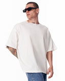 Sidezip Raw-Edge Crew Neck Oversized White T-shirt (7)