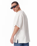 Sidezip Raw-Edge Crew Neck Oversized White T-shirt (5)