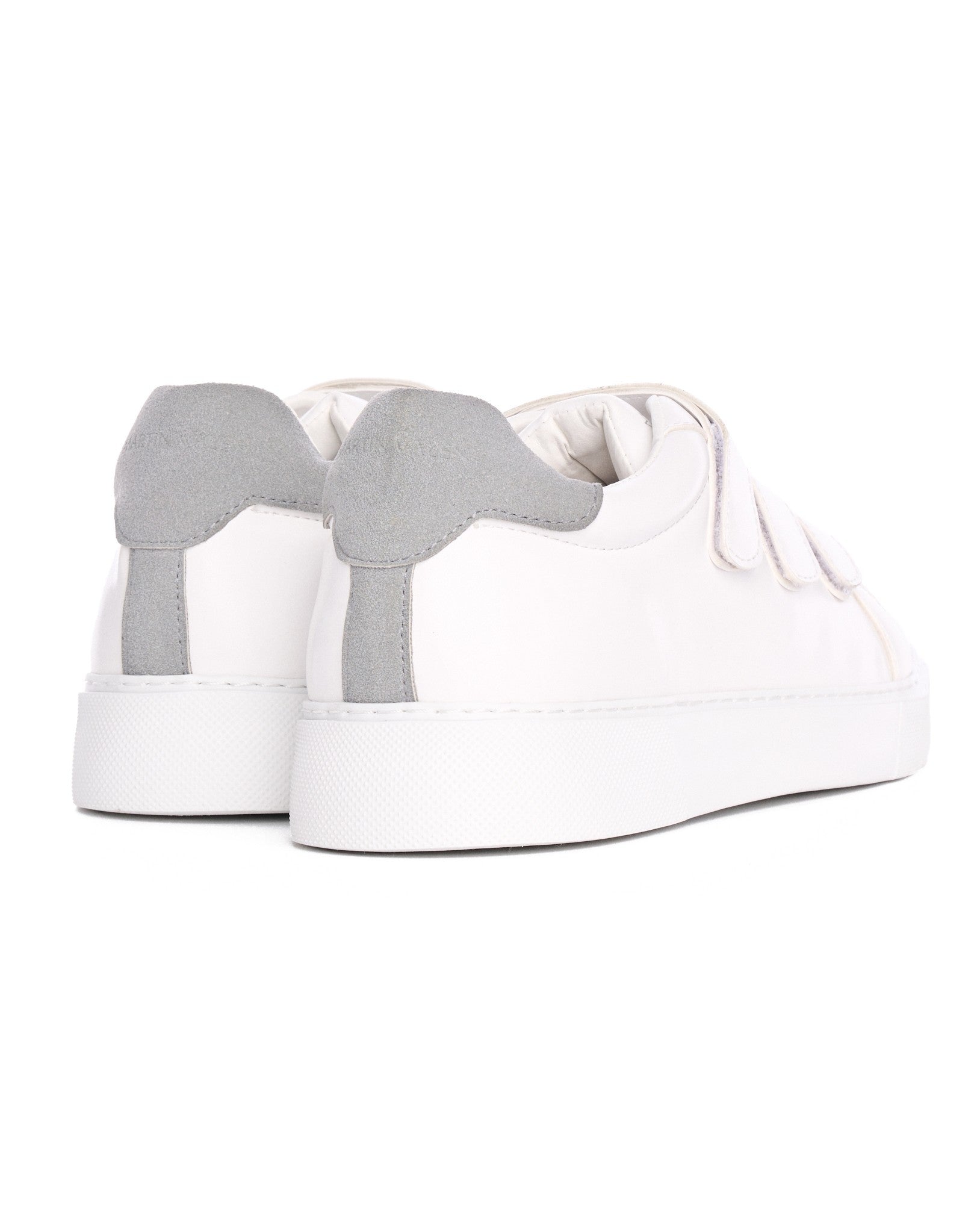 Men's White Velcro Sneakers With Gray Heel Tab - Martin Valen