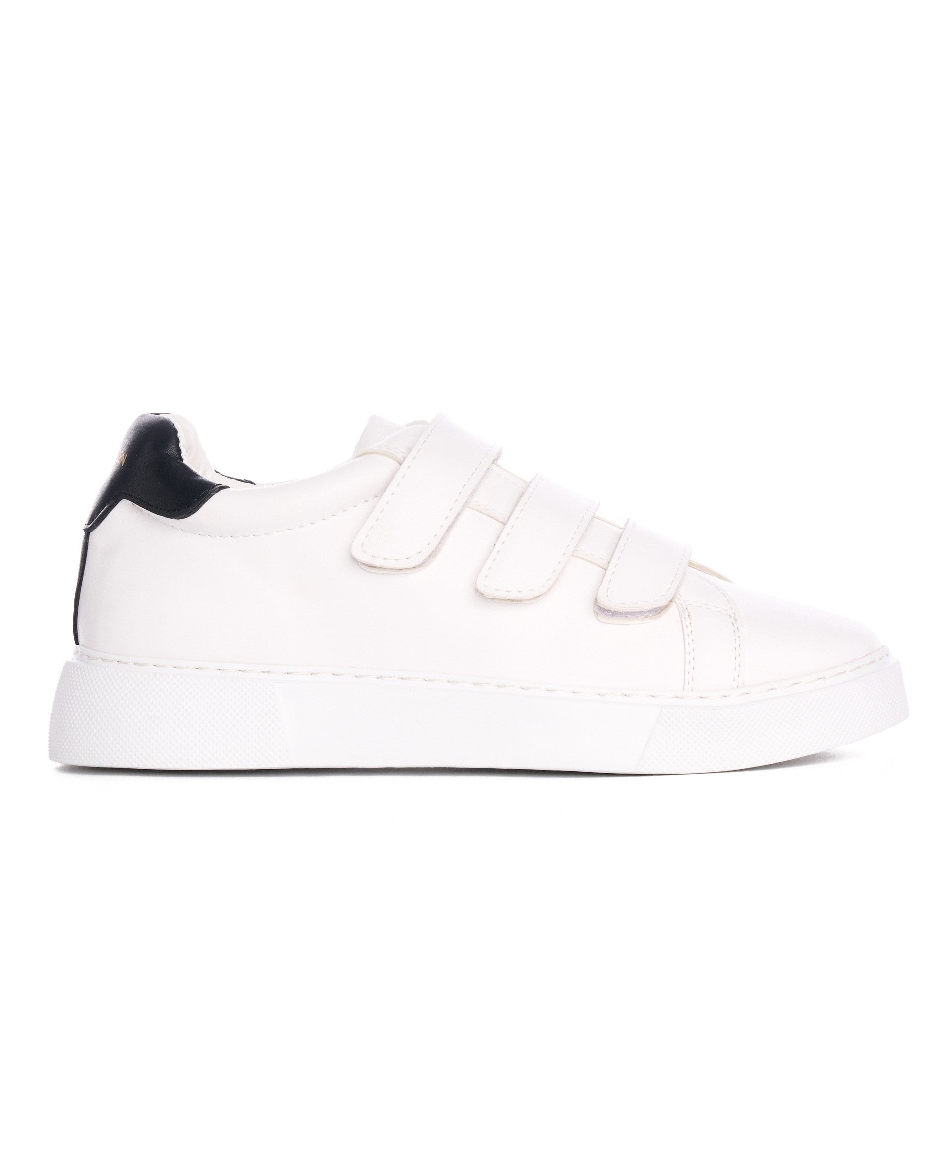 Men's White Velcro Sneakers With Black Heel Tab - MV | Martin Valen
